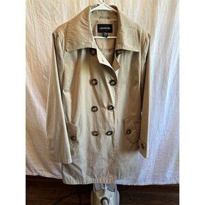 Women's LONDON FOG 572419SC Double Breasted Lightweight Trench Coat,‎ Sz L Khaki